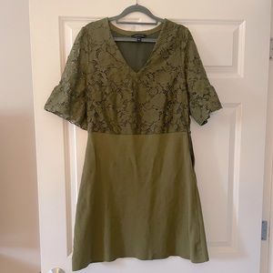 Feminine olive colored Ann Taylor dress
